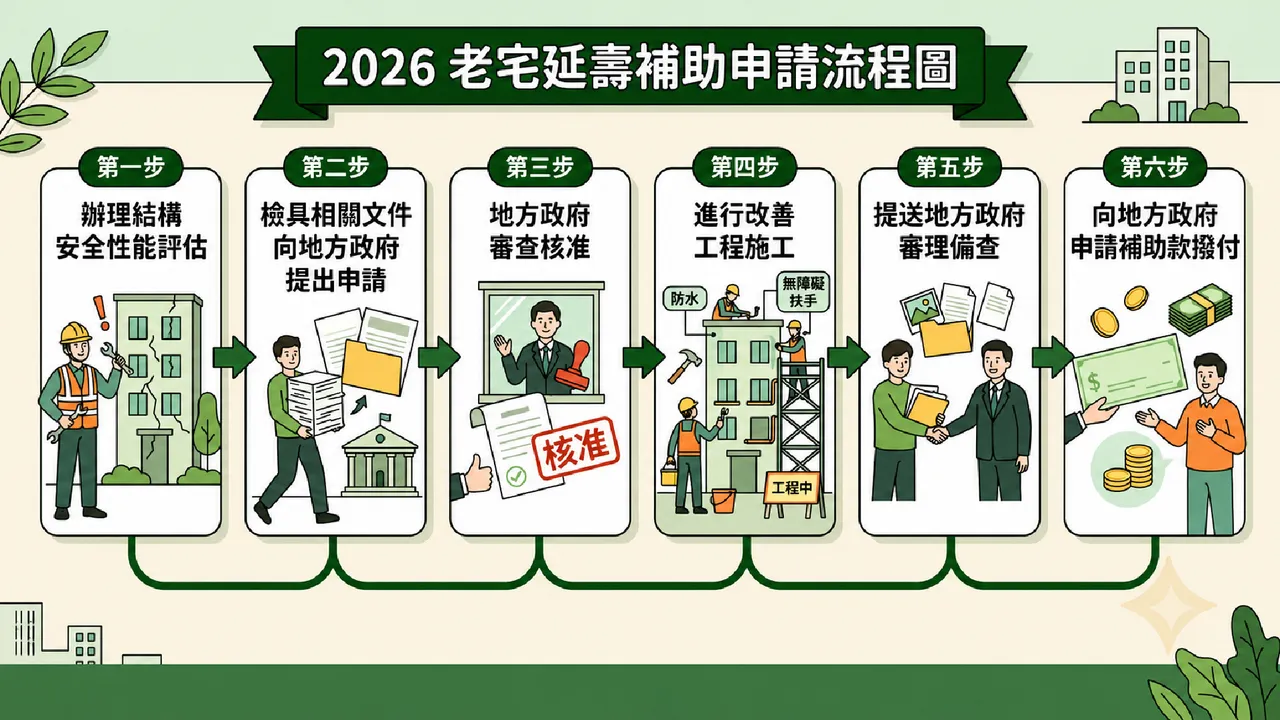 老宅延壽補助申請流程圖 老宅延壽補助申請流程圖