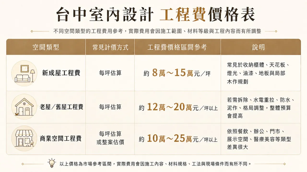 台中室內設計工程費價格表