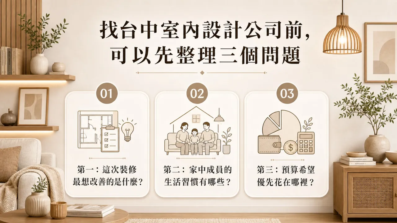 找台中室內設計公司前，可以先整理三個問題
