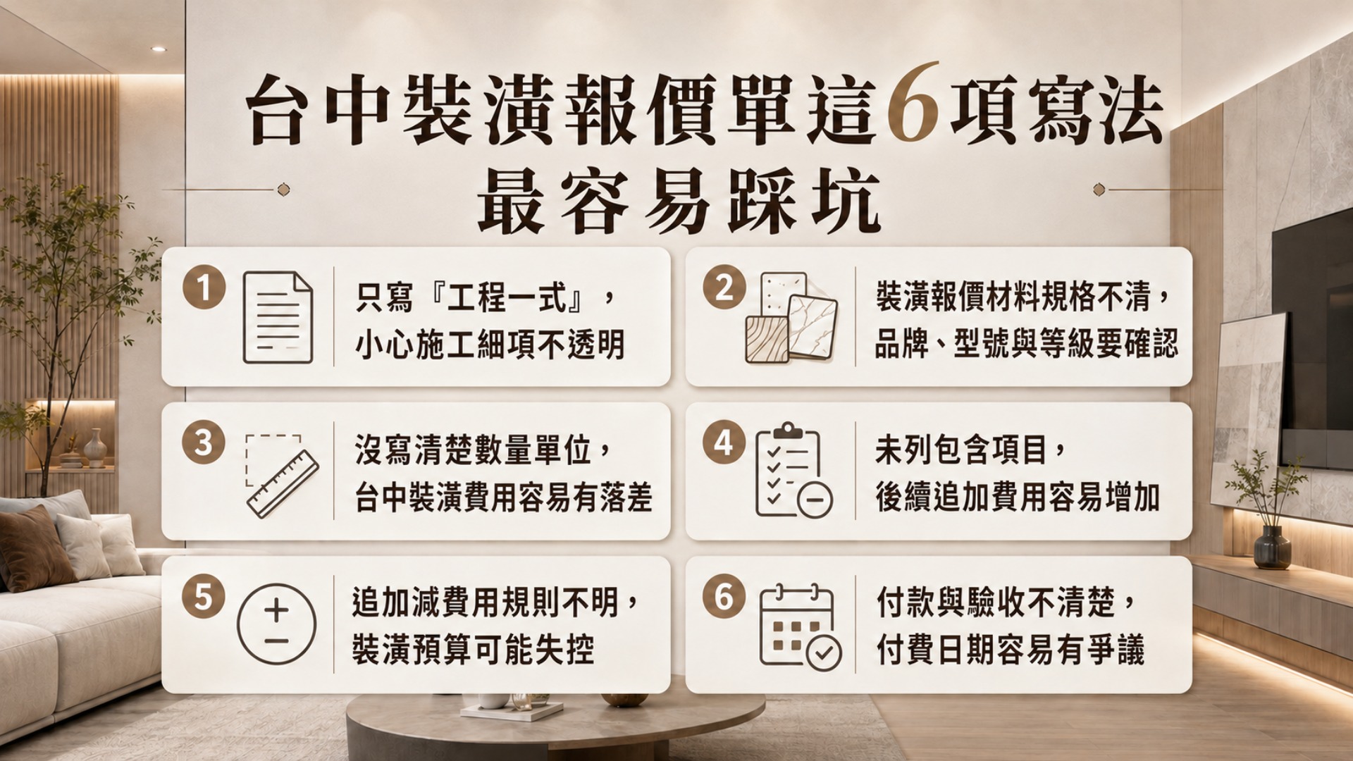 台中裝潢報價單這6項寫法最容易踩坑 台中裝潢報價單這6項寫法最容易踩坑